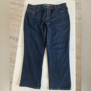NWOT LandsEnd mid rise straight leg Jean size 14 petite in dark blue